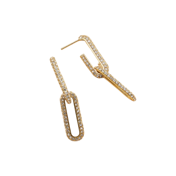 Linked CZ Accented Statment Earrings
