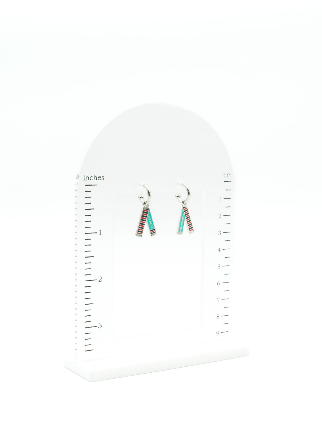 Kansas City Teal &amp; Red Scarf Huggie Hoop Earrings