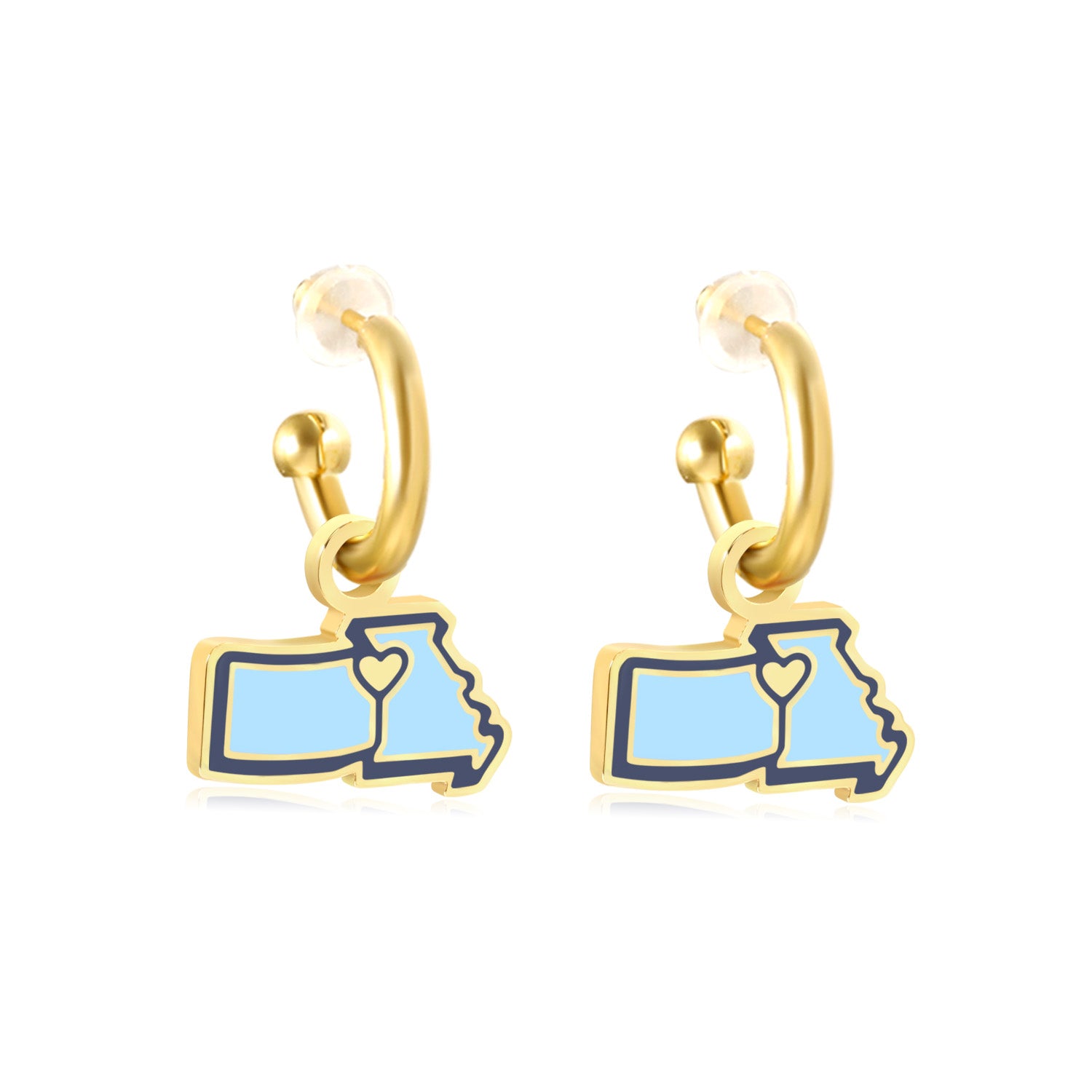 'The Sporting Edit' Two States, One Heart Huggie Hoop Earrings