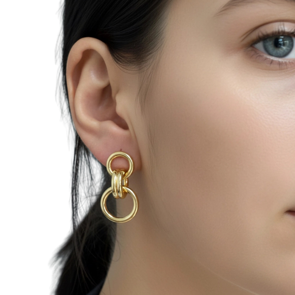 Double Linked Statement Stud Earrings