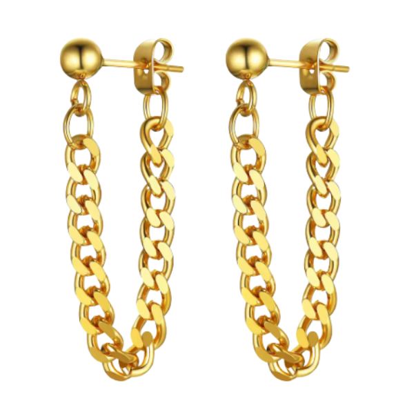 Gold Chain Hoop Earrings