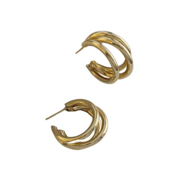 Chunky Three Line Hoop Earrings