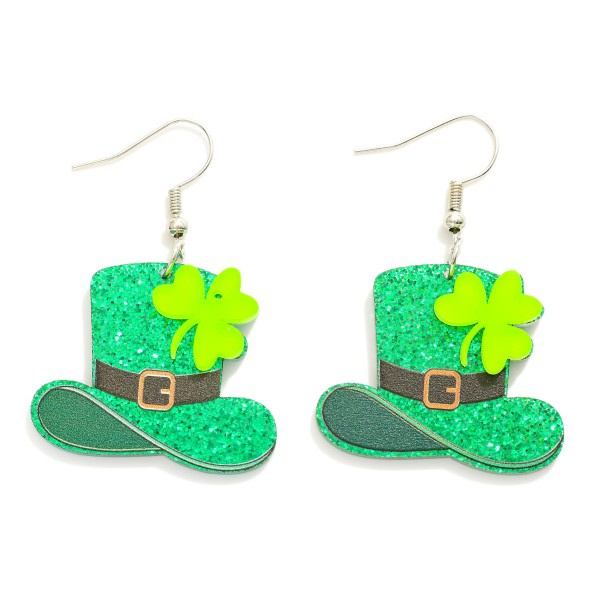 Glitter Leprechaun Hat Earrings