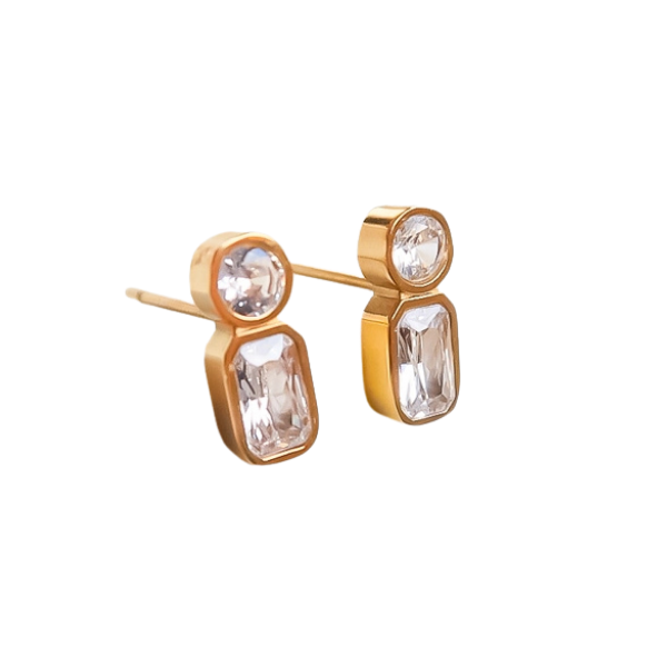 Zaid 18K Gold Non-Tarnish Double Mini Cz Stud