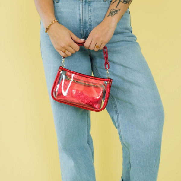 Jessica Clear Crossbody Bag w/Chain Shoulder Strap
