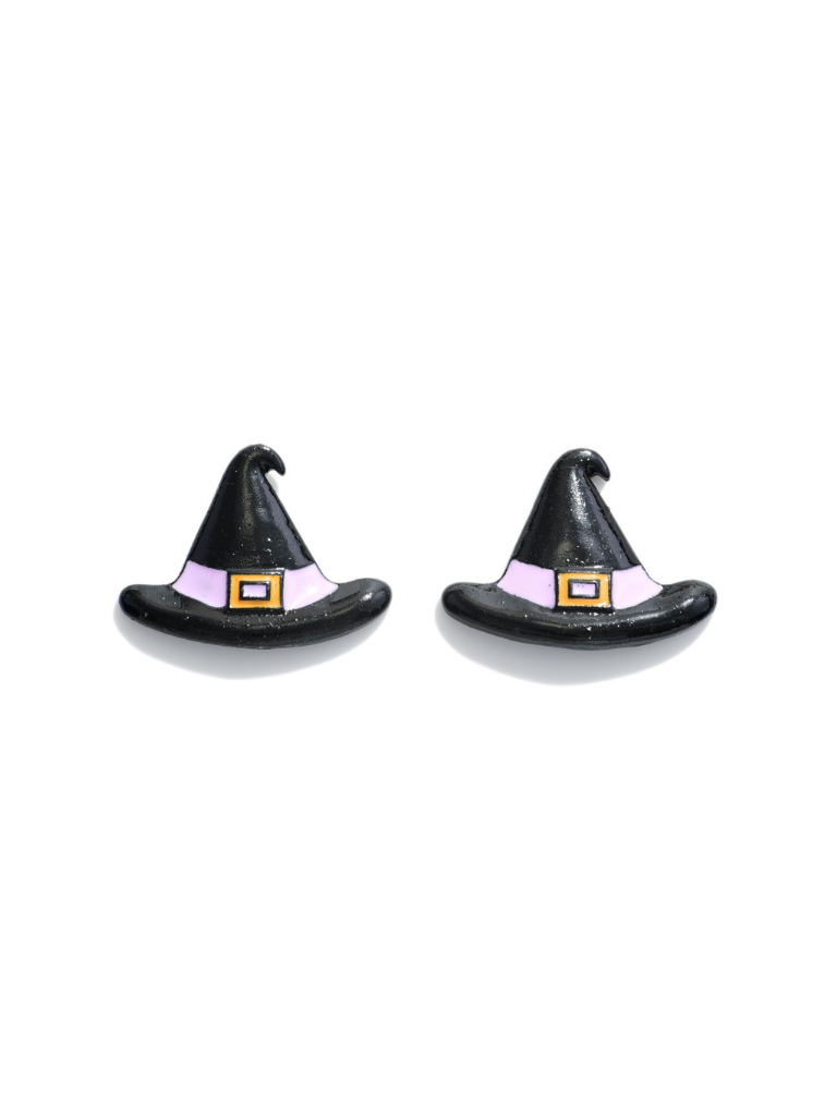 Black & Purple Witch Hat Stud Earrings