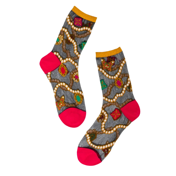 'Pearl & Jewels' Sheer Socks