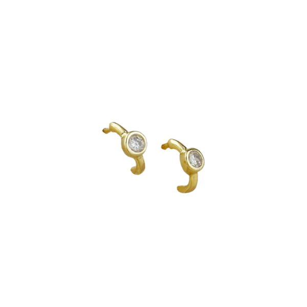 18k Gold Filled Solitaire Bezel Hoop Earrings