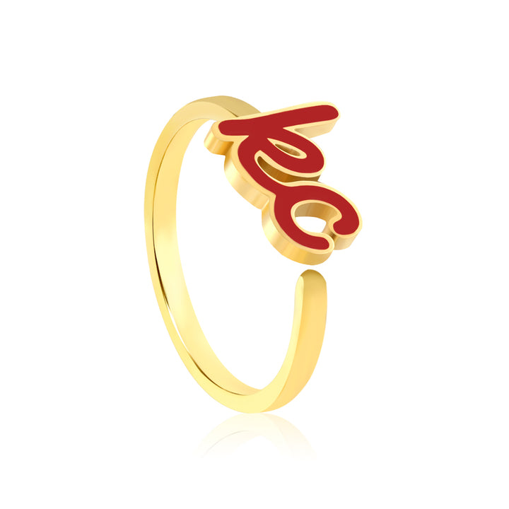 Red Kansas City Script Ring