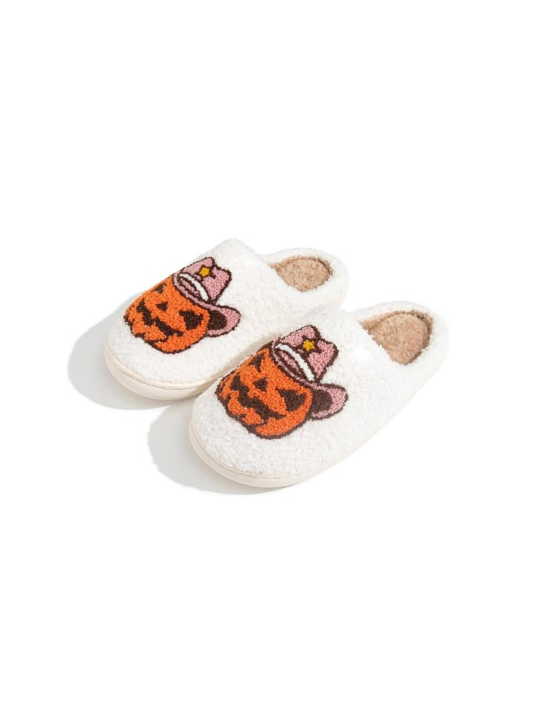 M/L - Cowboy Pumpkin Slippers