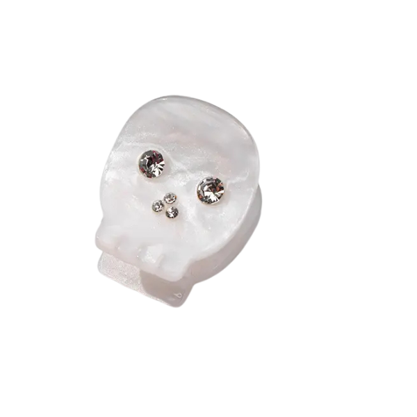 Mini White Skull Claw Clip