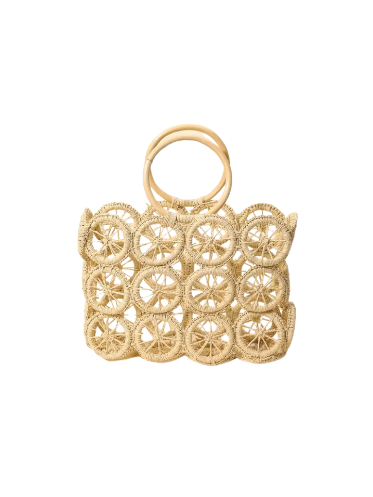Tan Multi-Circle Beach Tote Bag