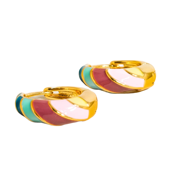 18k Gold Plated Colorful Croissant Clicker Hoop