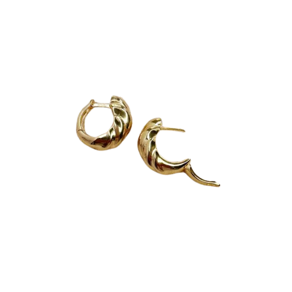 18k Gold Filled Croissant Twist Huggie Hoop Earrings