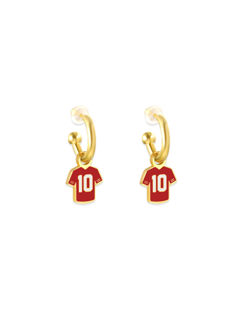 Kansas City Chiefs #10 Running Back Jersey Huggie Hoop Earrings