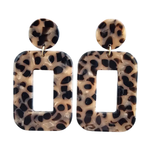 Leopard Rectangle Drop Earrings