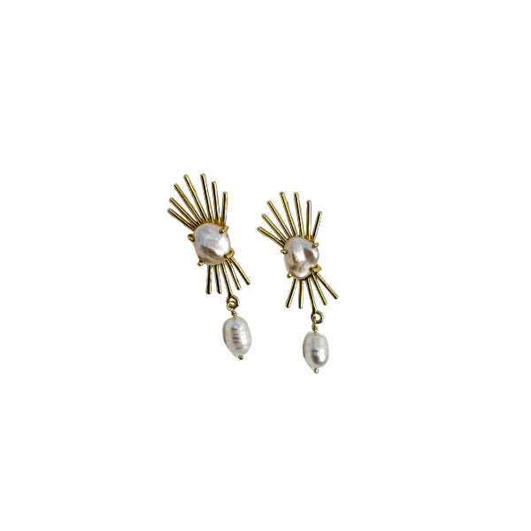 Pearl Ray Statement Earrings