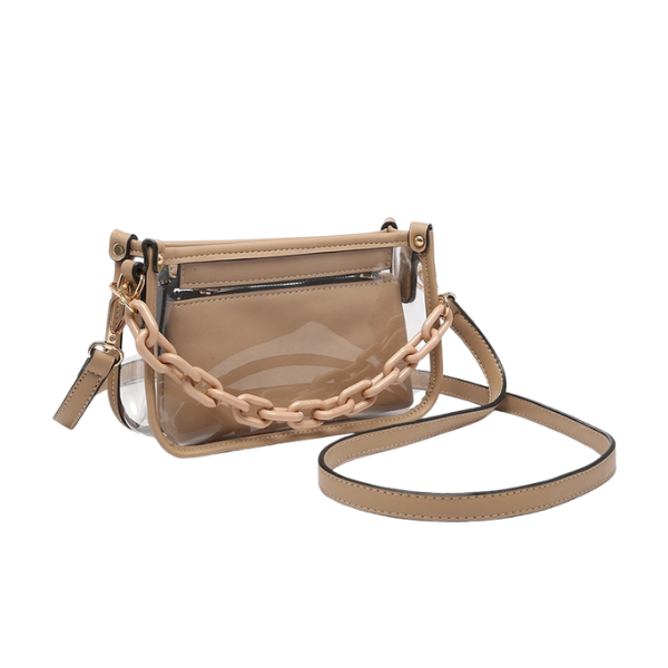 Jessica Clear Crossbody Bag w/Chain Shoulder Strap