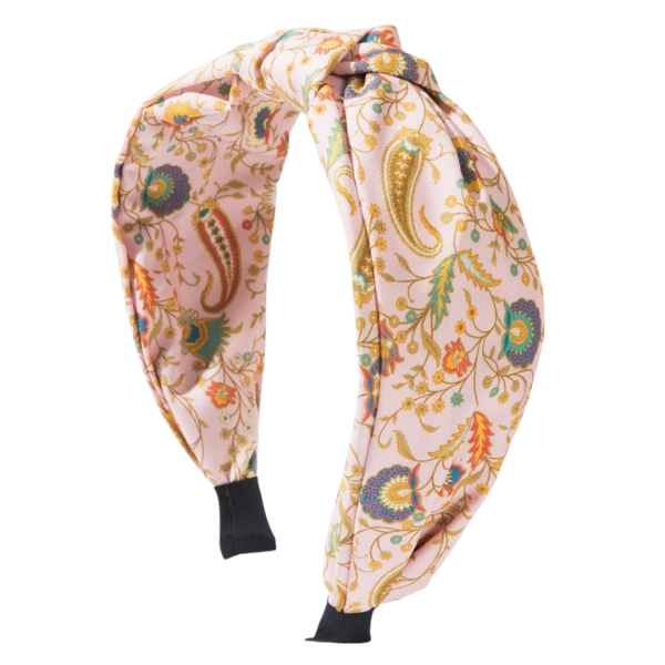 Paisley Top Knot Headband - Pink