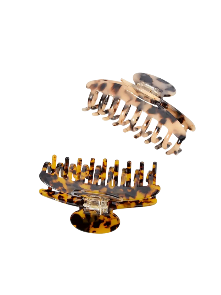 2pc Dark & Light Leopard Claw Clip Set