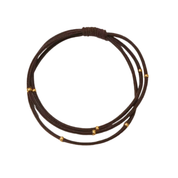 5pc Neutral Hair Ties w/Gold Bead Accents