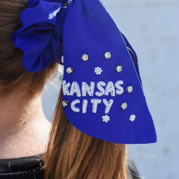 Kansas City Blue Beaded Scrunchie