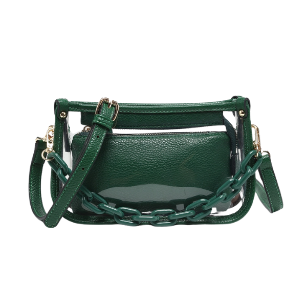 Jessica Clear Crossbody Bag w/Chain Shoulder Strap