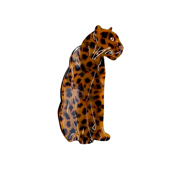 Orange Tortoise Cheetah Claw Clip