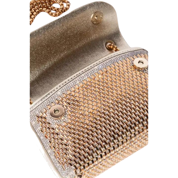 Gold Pave Trim Chain Strap Bag
