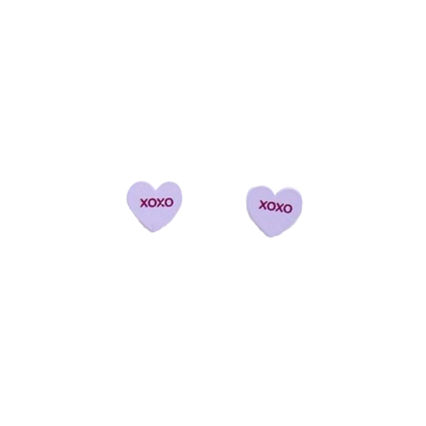 Candy Heart Stud Earrings - XOXO