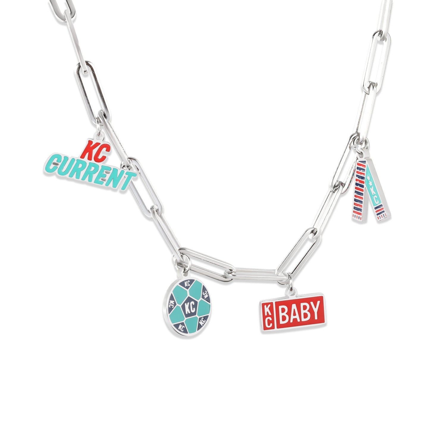 Kansas City Current Red & Silver Charm Necklace