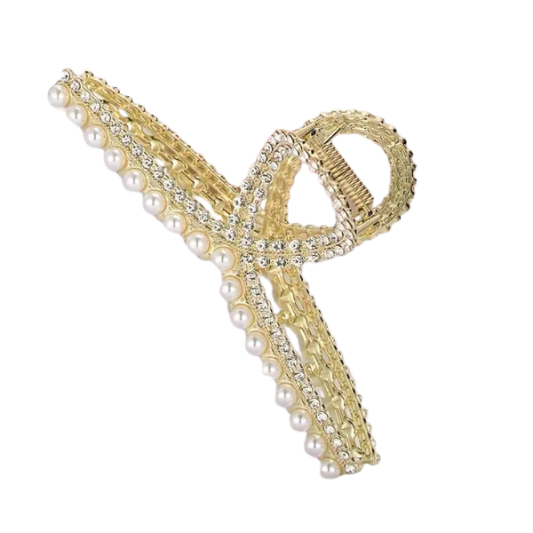 Pearl & Rhinestone Loop Metal Claw Clip