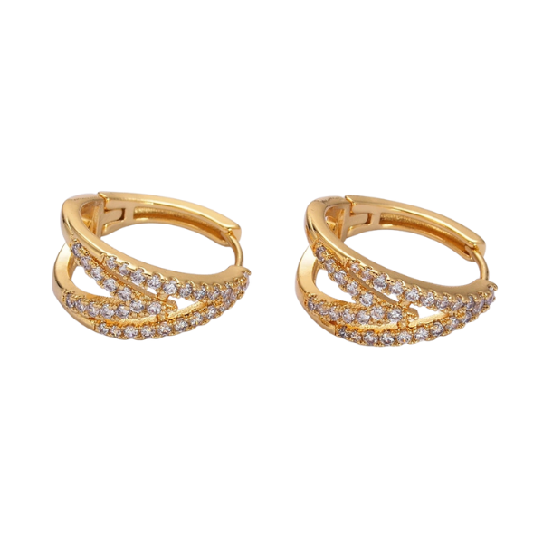 Classic Quad CZ Line Clicker Hoop Earrings