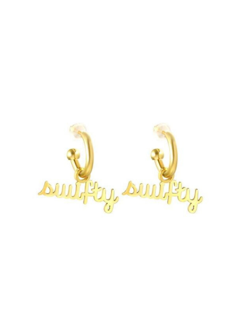 Swifty Script Huggie Hoop Earrings