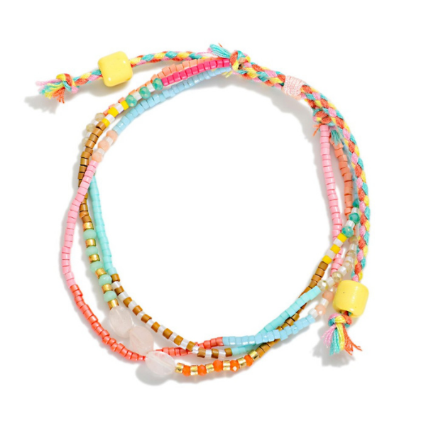 Beaded &amp; Braided Bolo Bracelet - Multicolor