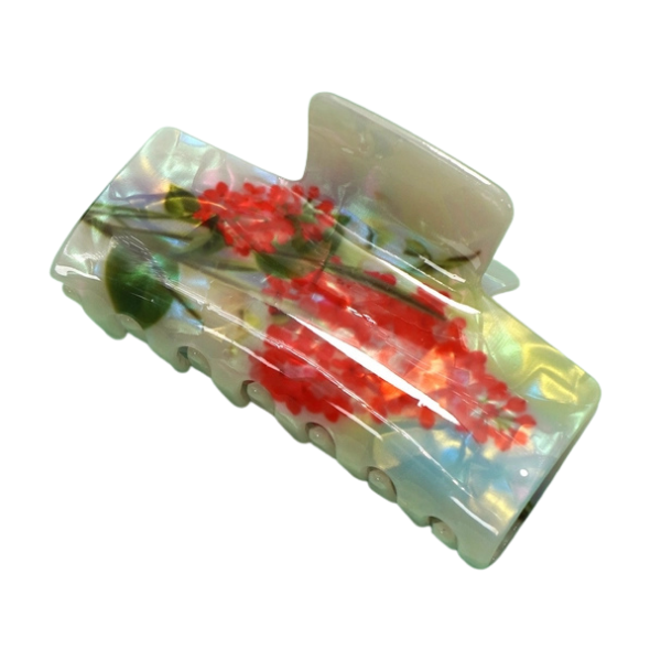 Floral Rectangle Claw Clip