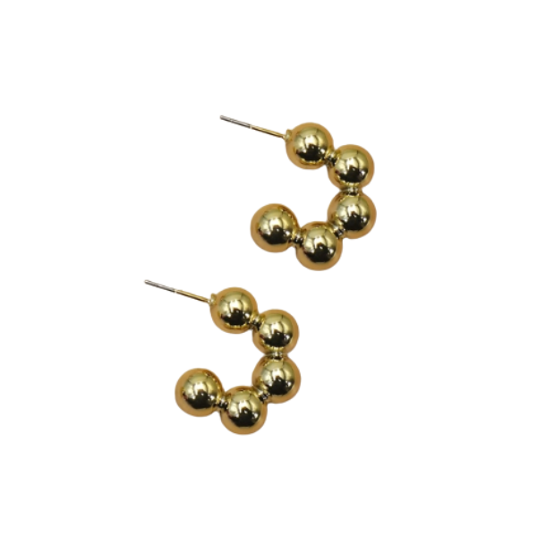 'Bubble Babe' Gold Beaded Hoops
