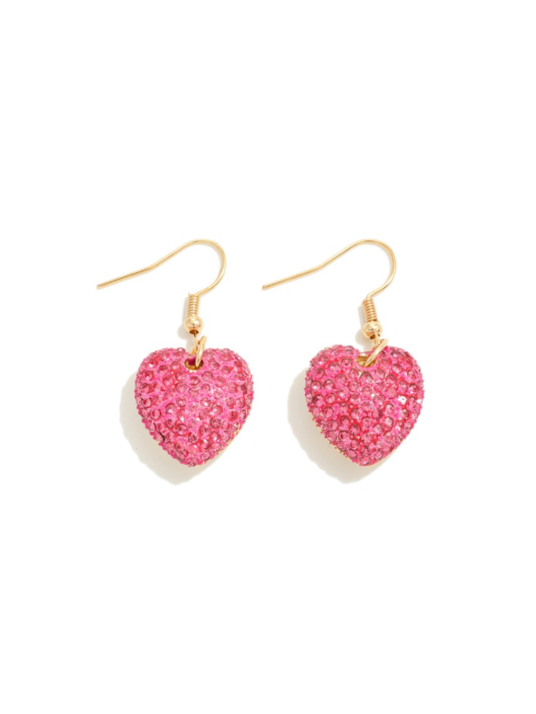 Pink Pave Puffy Heart Earrings