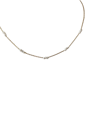 LA Triple Mini Pearl Station Necklace