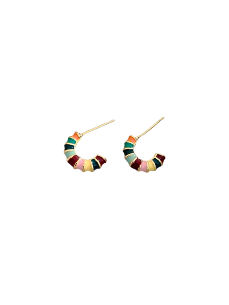 Multicolor Enamel Hoop Earrings