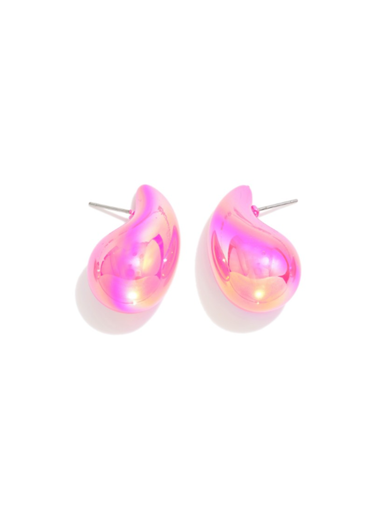 Iridescent Hot Pink Waterdrop Earrings