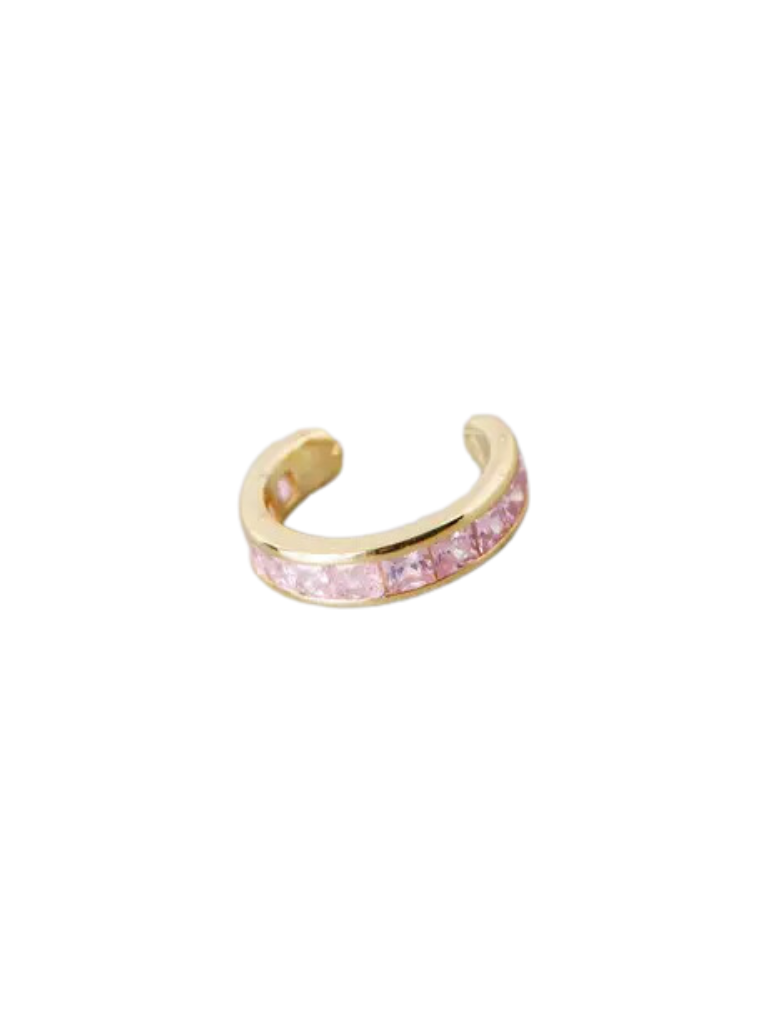 Gold Plated S925 Silver w/ Pink Stones Ear Cuff
