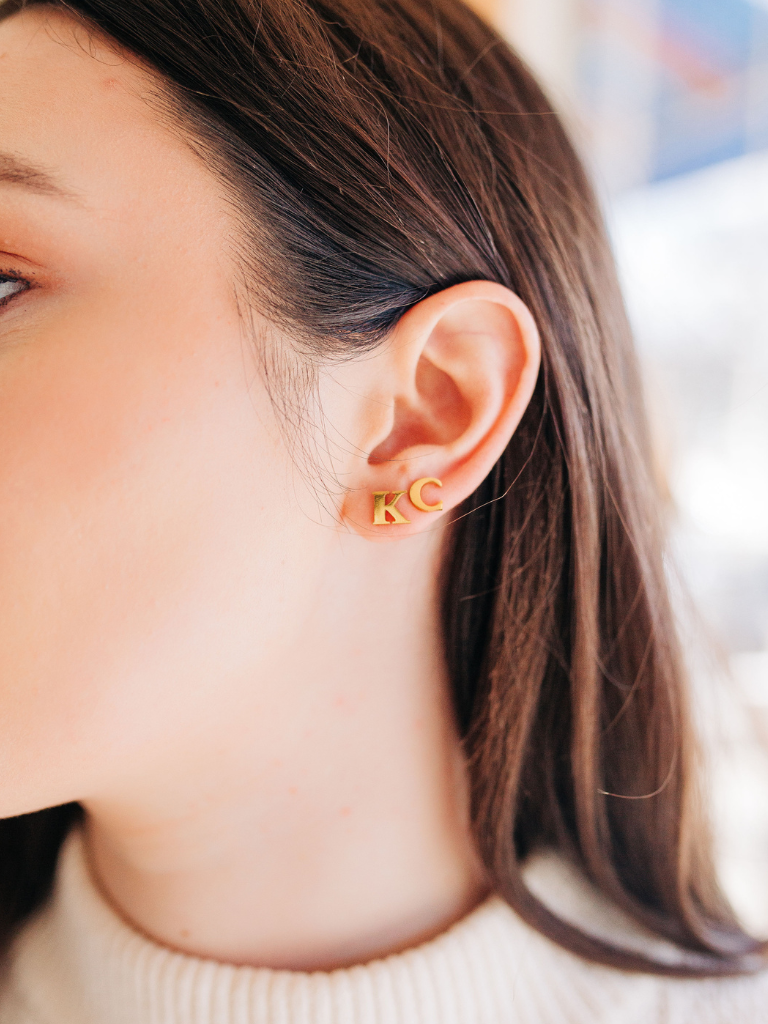 KC Gold Letter Studs Earring