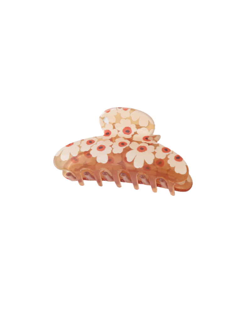 Peach Designer Floral Claw Clip