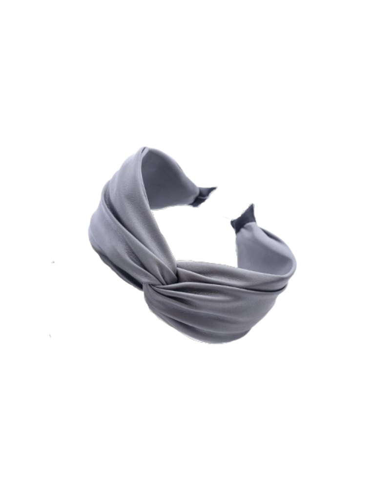 Grey Leather Twist Headband