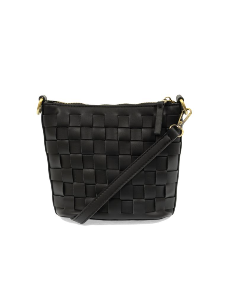 Black Macy Woven Crossbody Bag