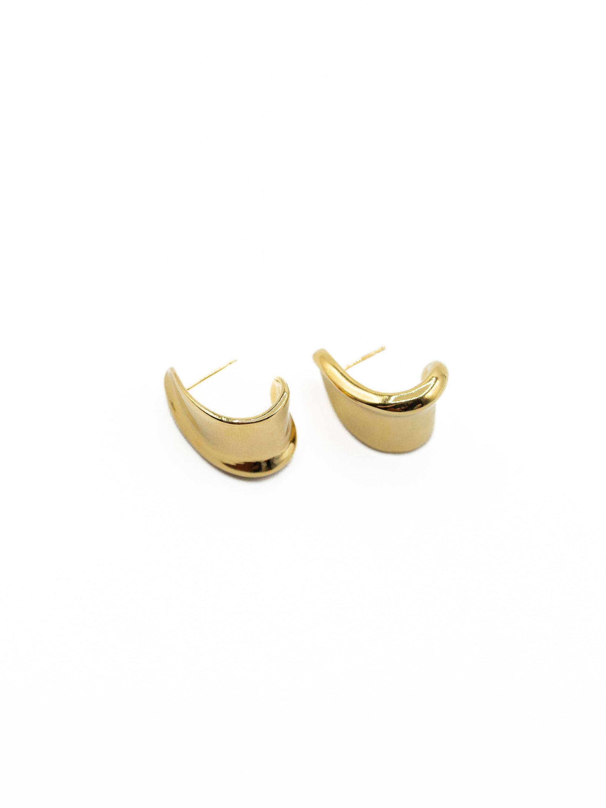 LA 18K EC Gold Glossy Mirror Wide Wisp Earrings
