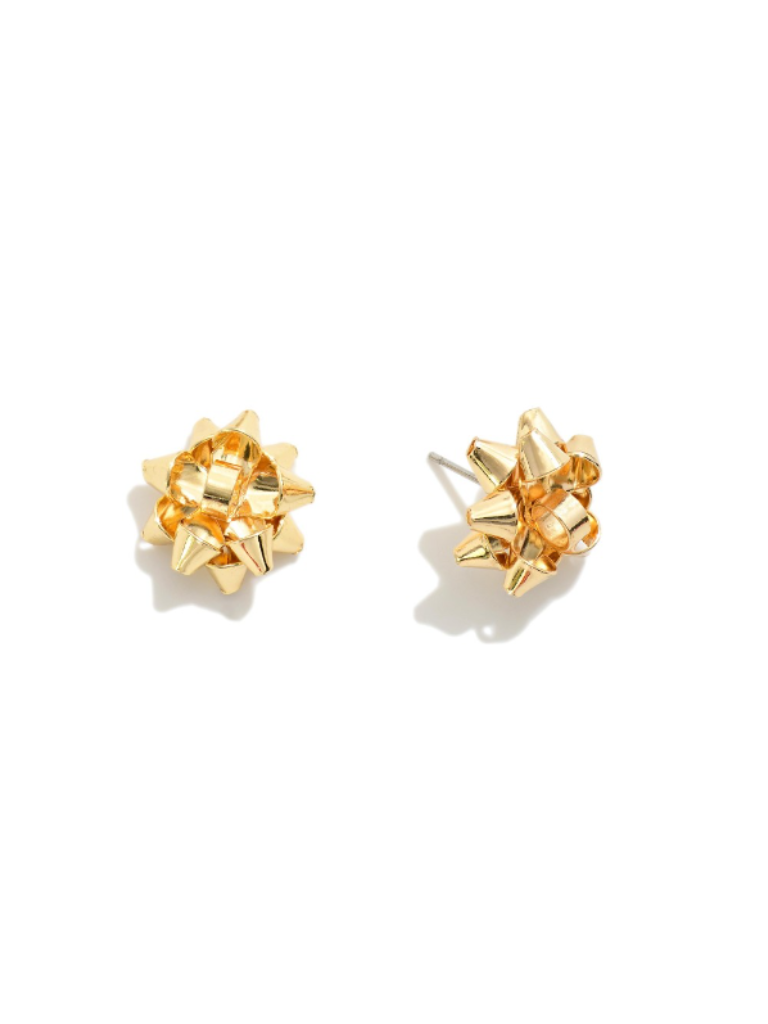 Large Gold Bow Stud Earrings