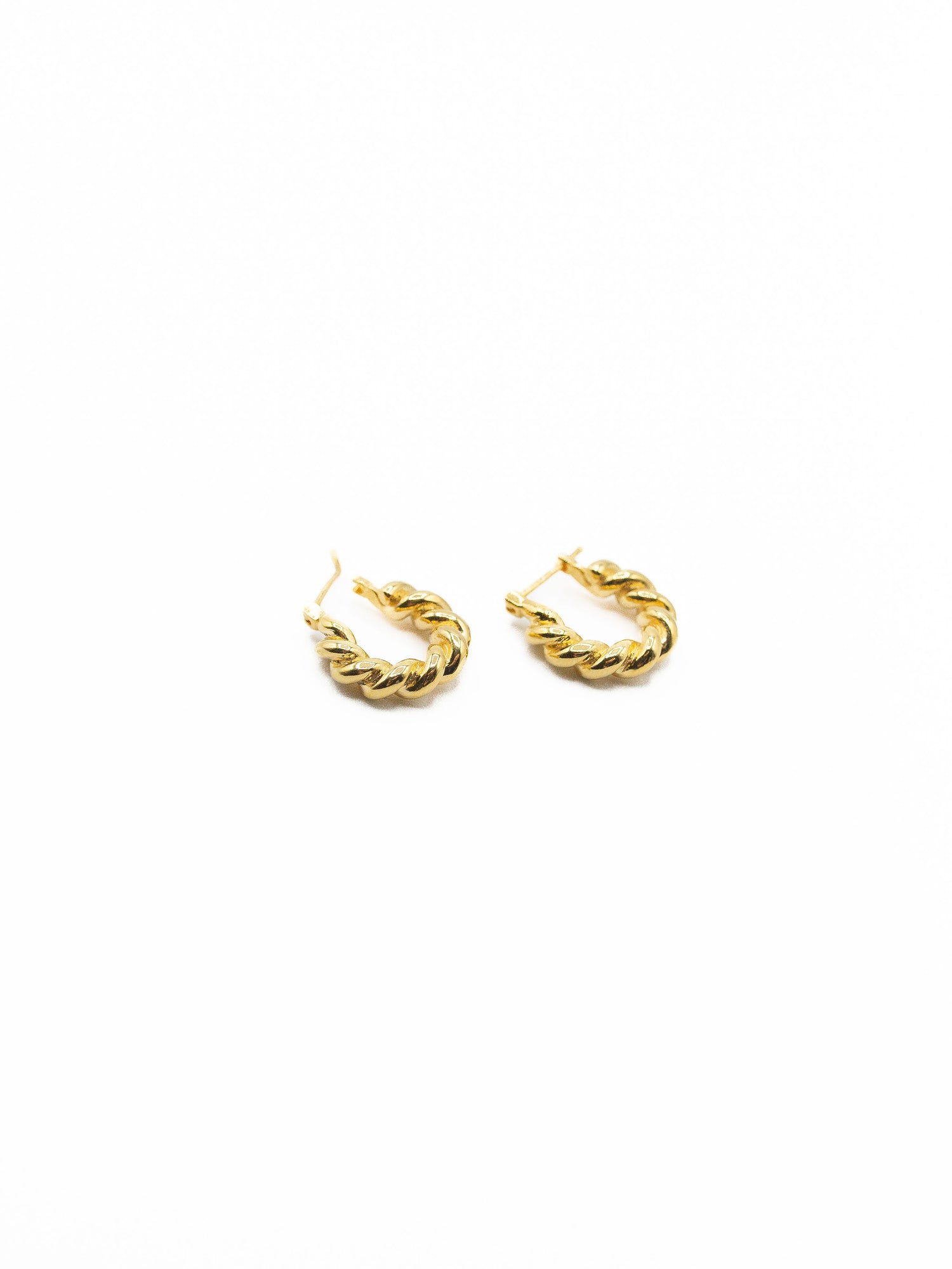 LA 18K EC Glossy Mirror Small Fat Twist Hinge Hoop Earrings | EB and Co ...