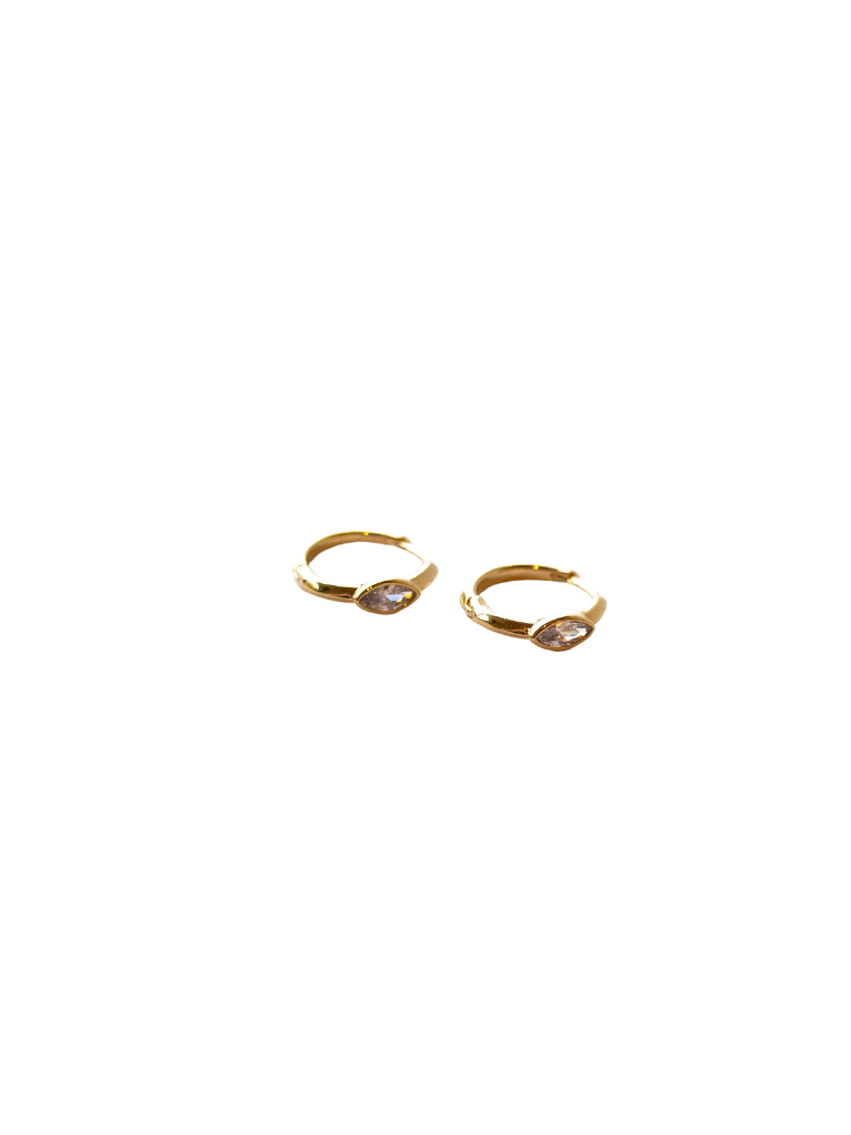 LA Gold Plated Marquise CZ Huggie Earrings